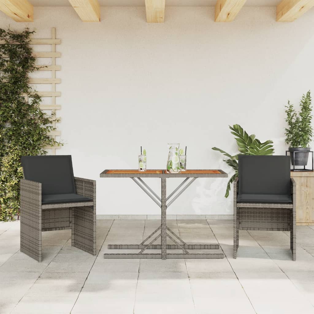 3-delige Bistroset met kussens poly rattan