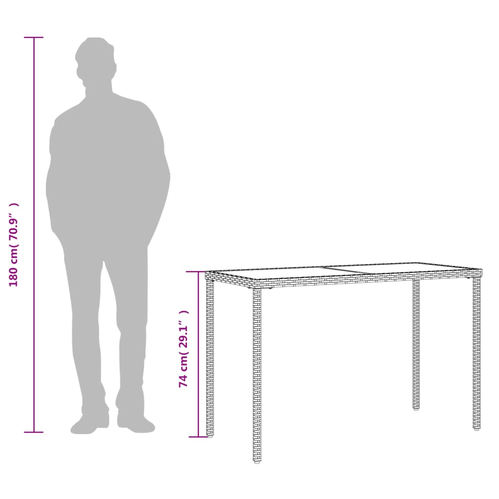 Table de jardin avec plateau en bois d'acacia 115x54x74 cm poly rotin