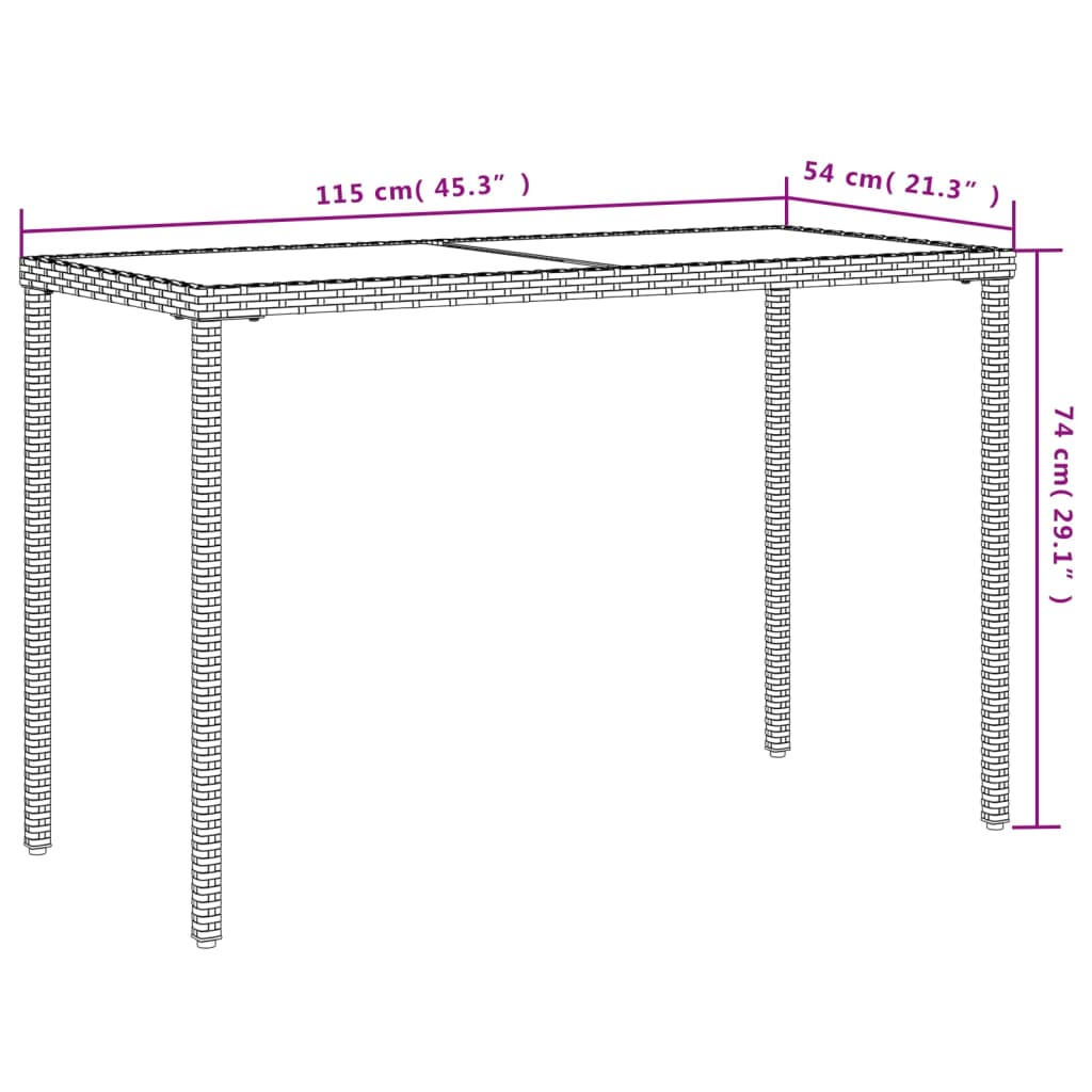 Table de jardin avec plateau en bois d'acacia 115x54x74 cm poly rotin