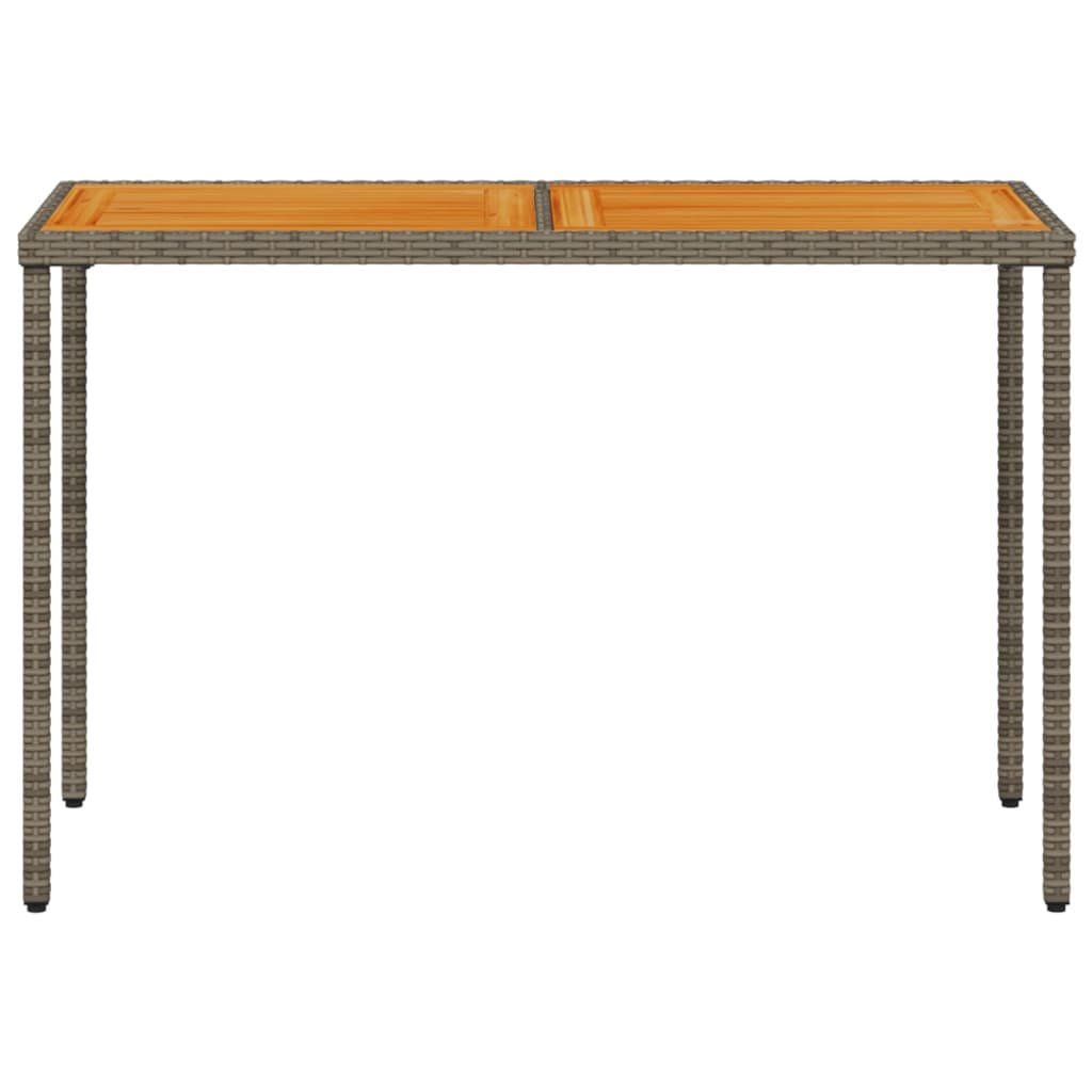 Table de jardin avec plateau en bois d'acacia 115x54x74 cm poly rotin