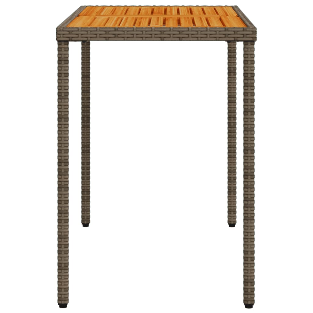 Table de jardin avec plateau en bois d'acacia 115x54x74 cm poly rotin