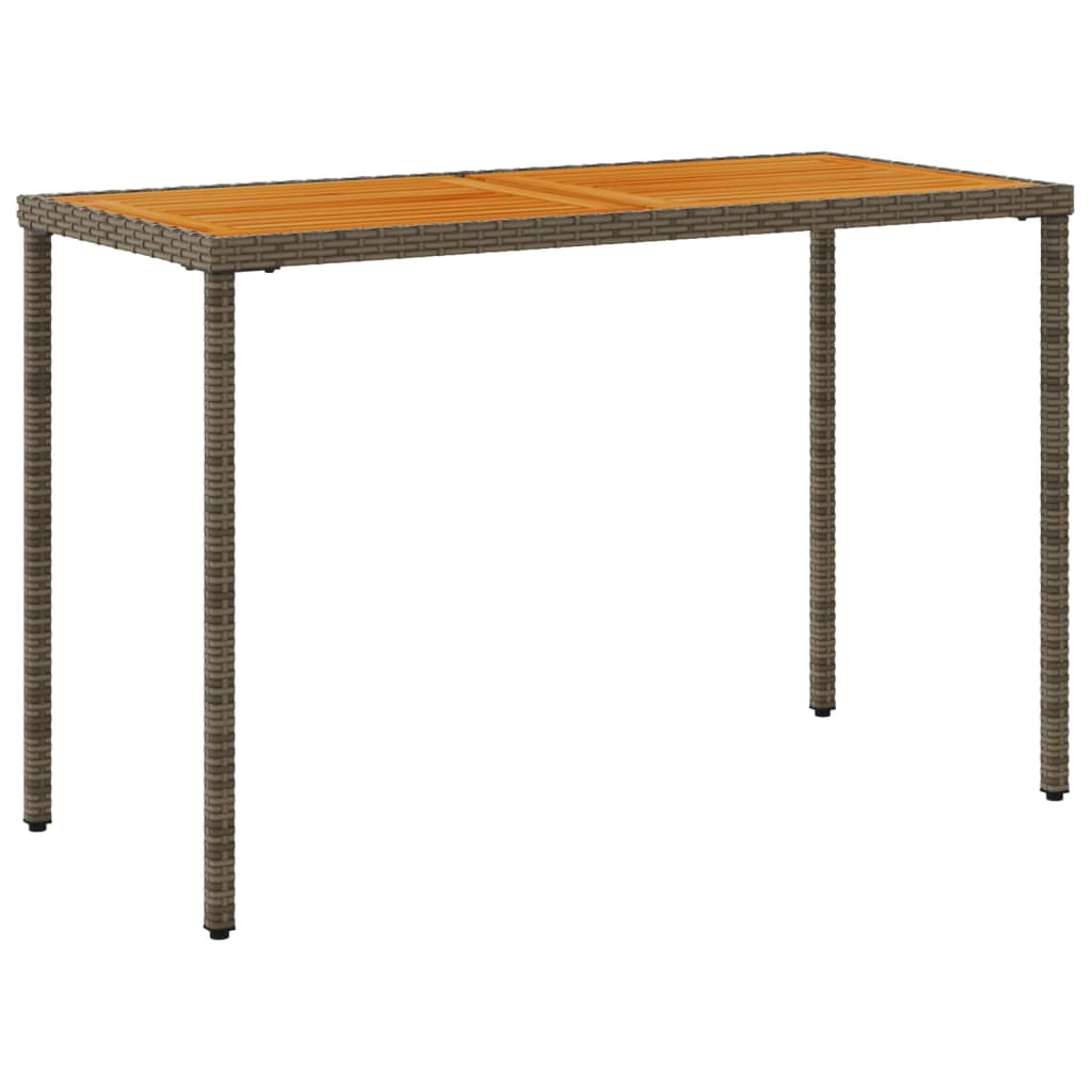 Table de jardin avec plateau en bois d'acacia 115x54x74 cm poly rotin