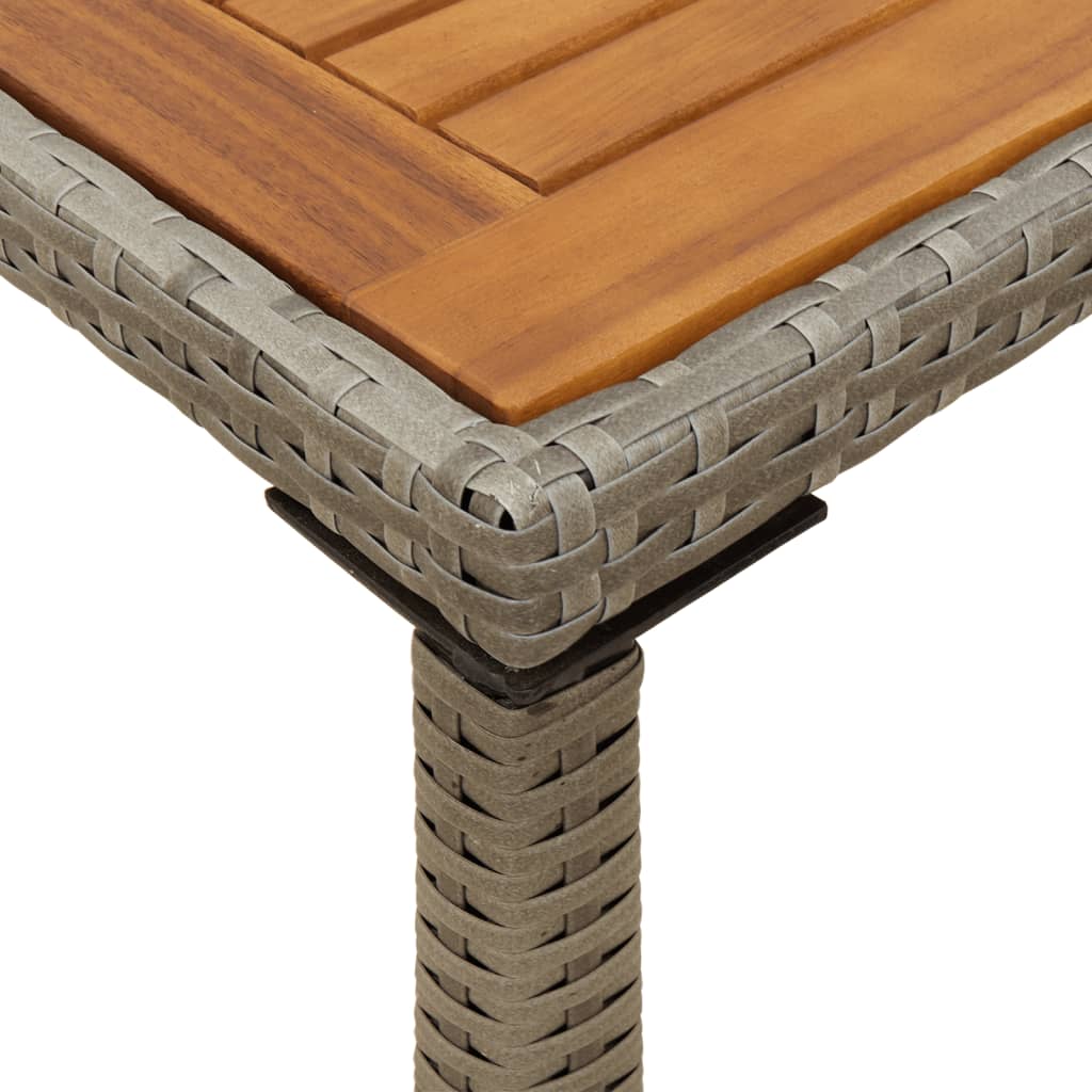 Table de jardin avec plateau en bois d'acacia 115x54x74 cm poly rotin