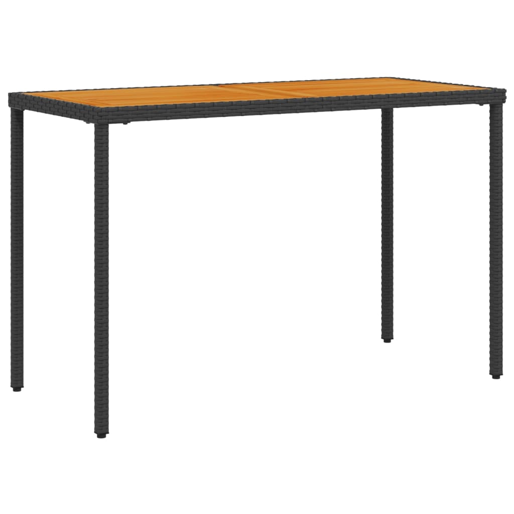 Table de jardin avec plateau en bois d'acacia 115x54x74 cm poly rotin