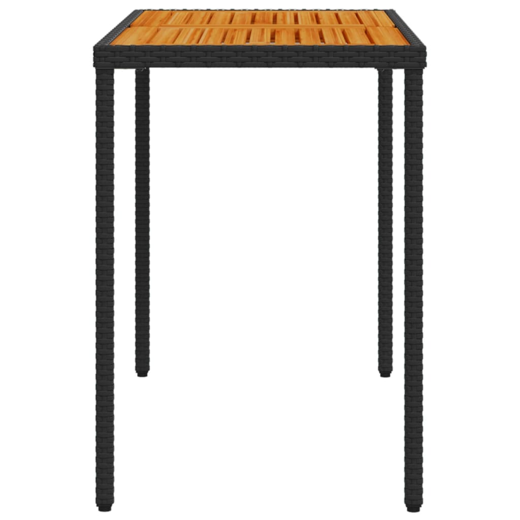 Table de jardin avec plateau en bois d'acacia 115x54x74 cm poly rotin