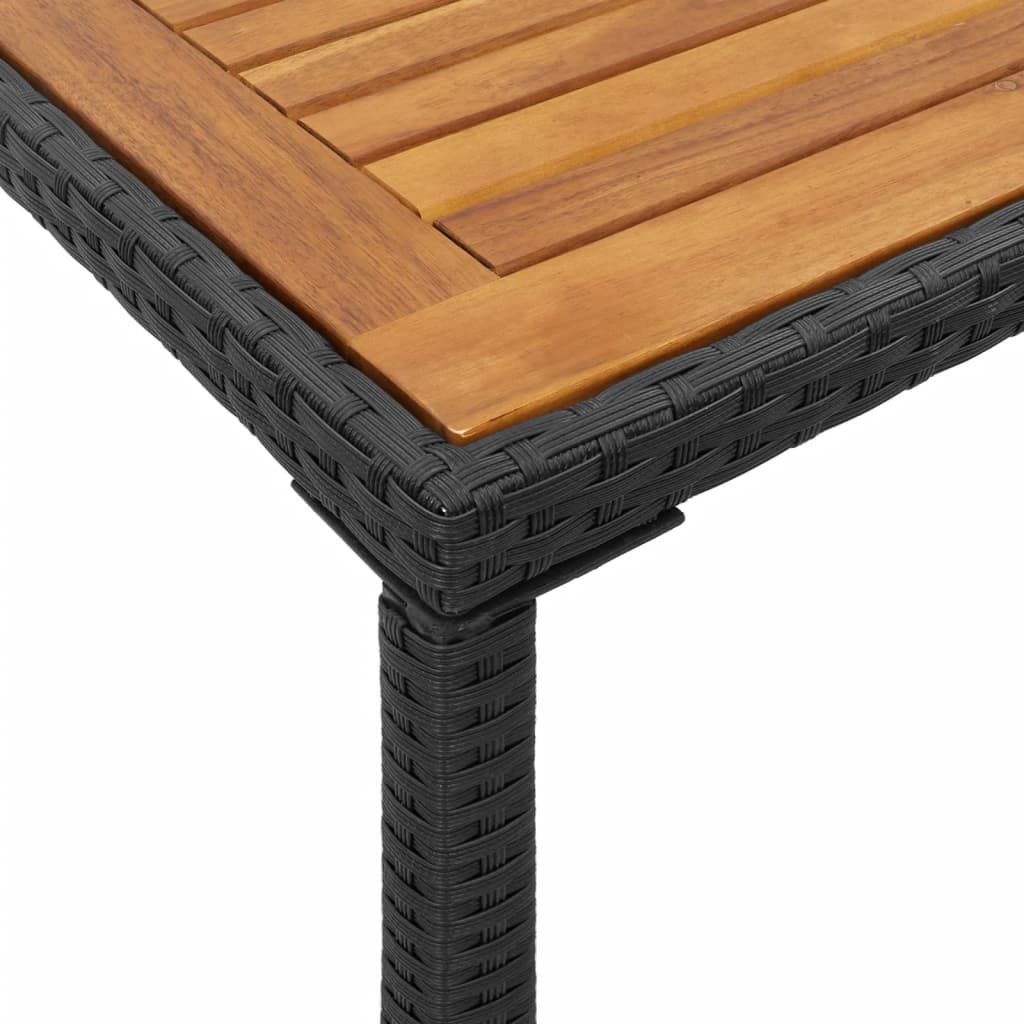 Table de jardin avec plateau en bois d'acacia 115x54x74 cm poly rotin