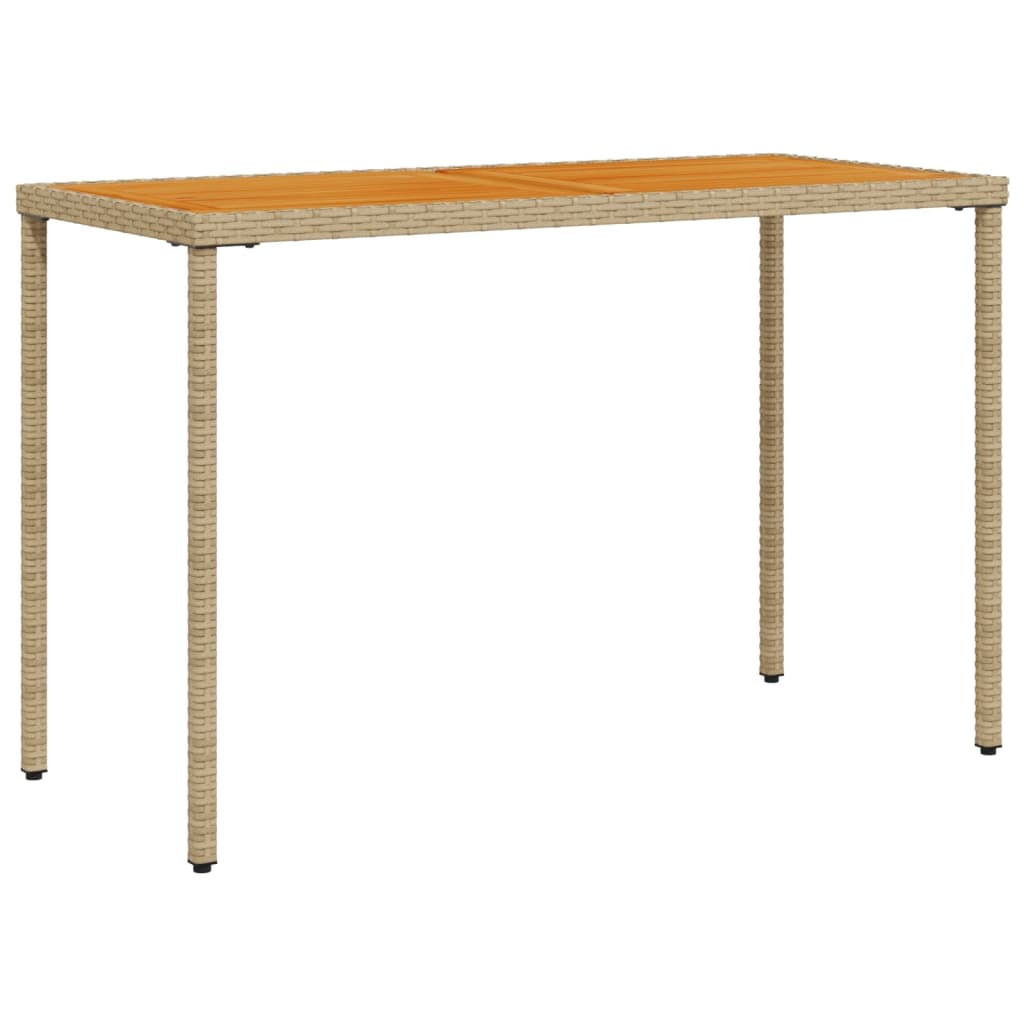 Table de jardin avec plateau en bois d'acacia 115x54x74 cm poly rotin