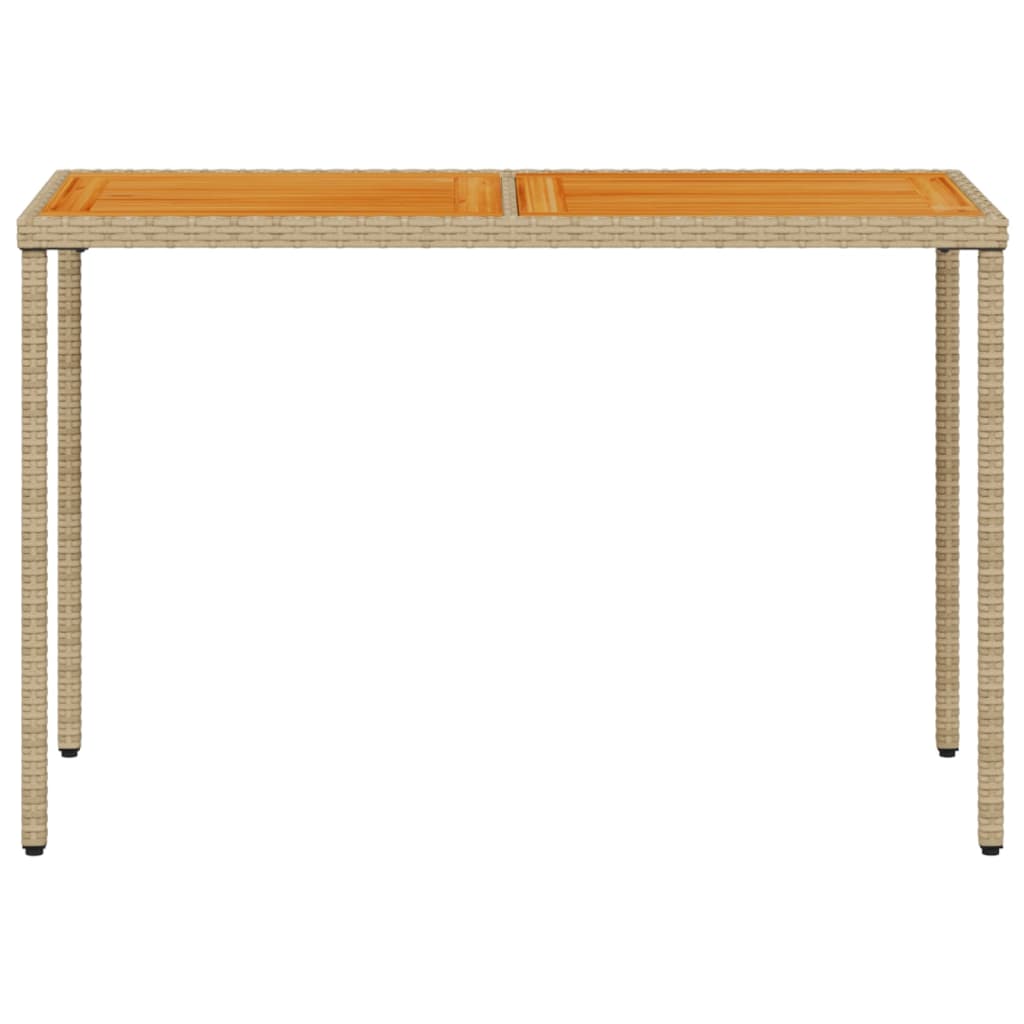 Table de jardin avec plateau en bois d'acacia 115x54x74 cm poly rotin