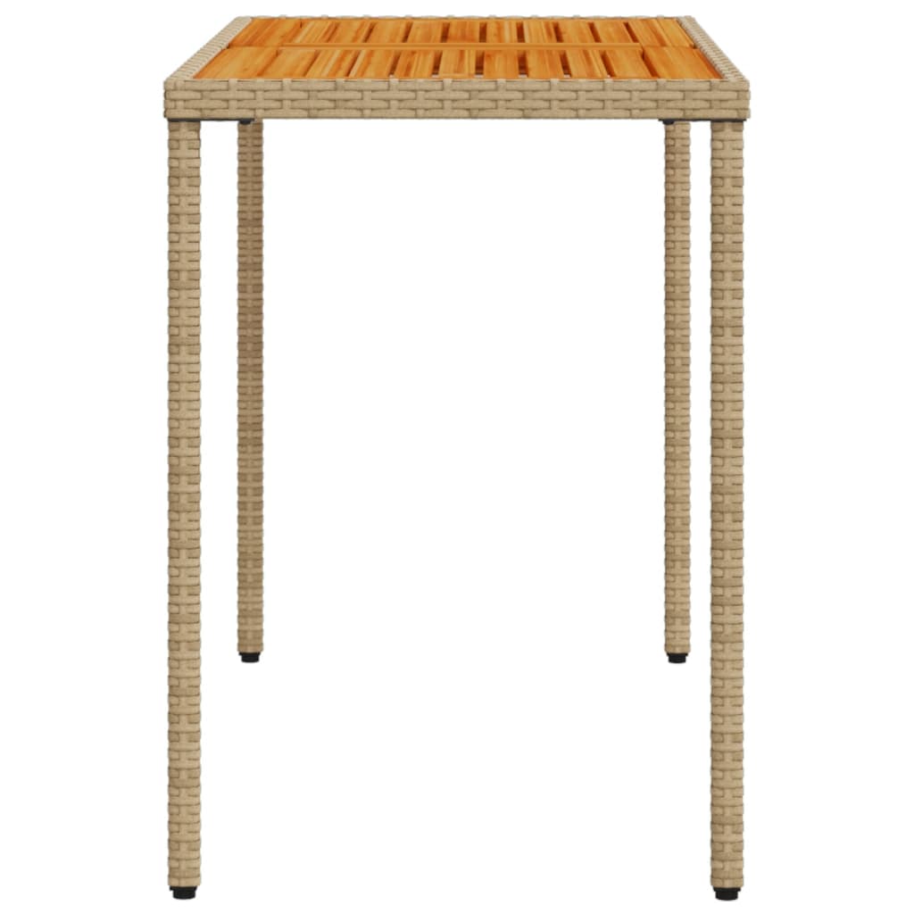 Table de jardin avec plateau en bois d'acacia 115x54x74 cm poly rotin