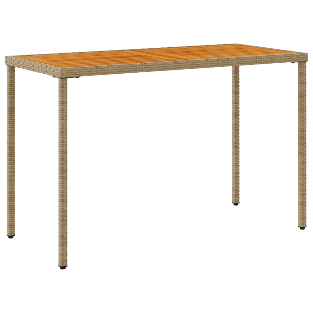 Table de jardin avec plateau en bois d'acacia 115x54x74 cm poly rotin