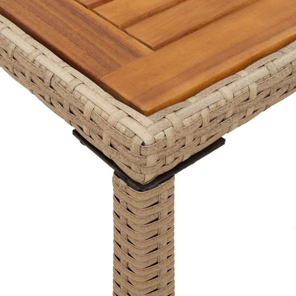 Table de jardin avec plateau en bois d'acacia 115x54x74 cm poly rotin