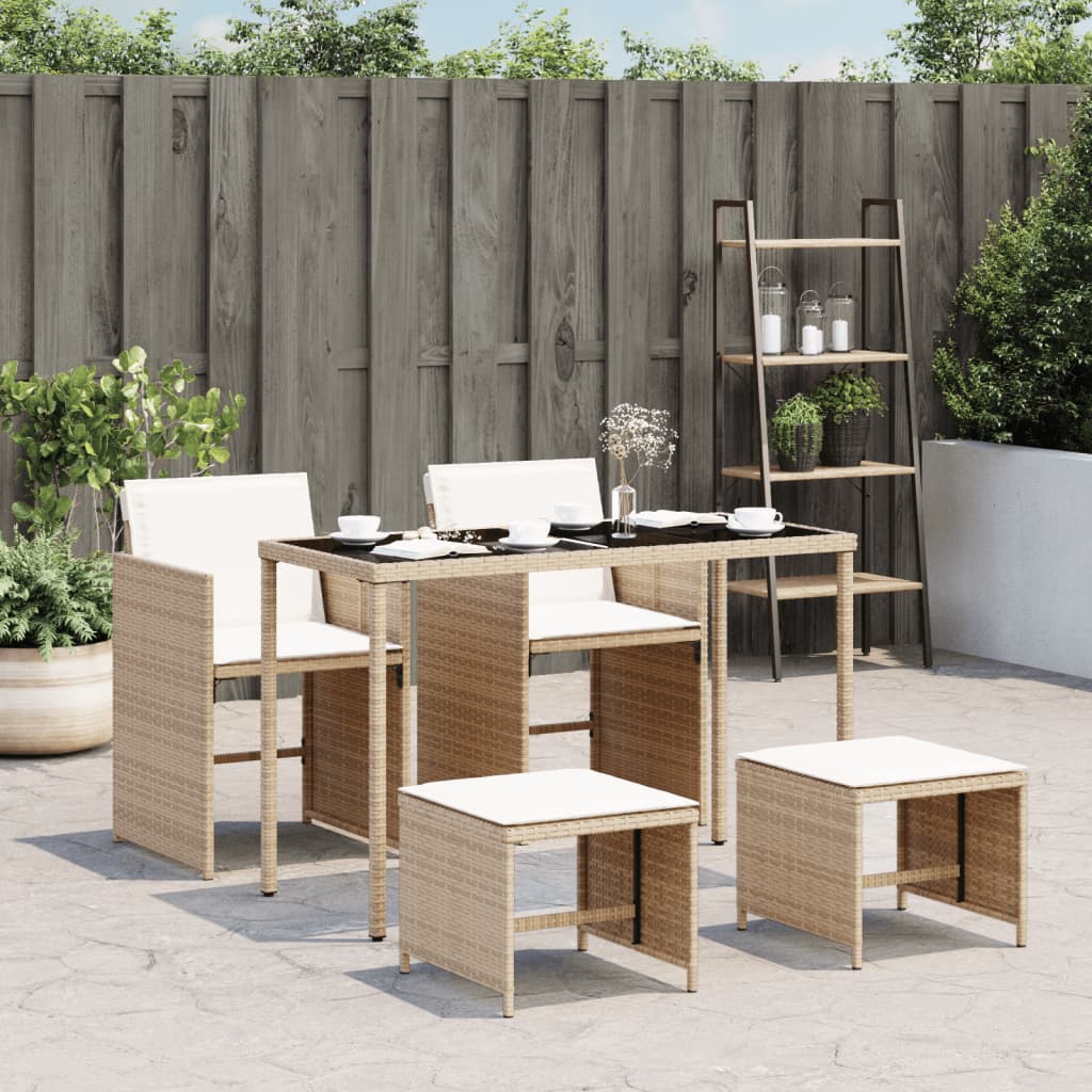 5-delige Tuinset met kussens poly rattan