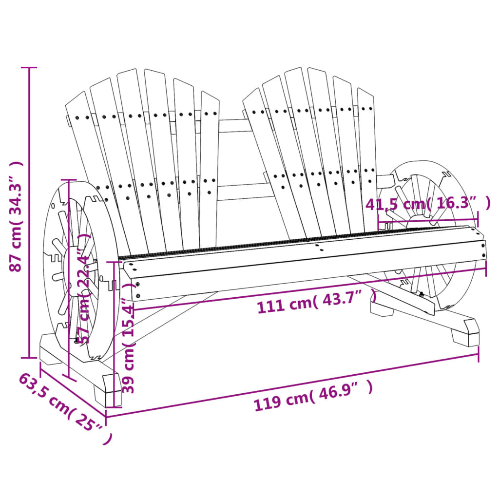 Chaises de jardin 2 pcs Adirondack en bois de pin massif