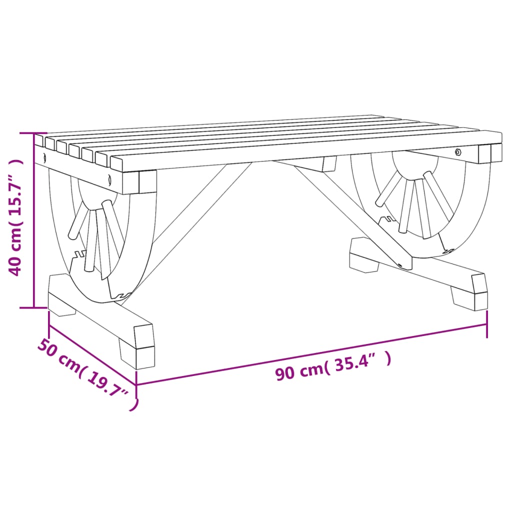 Table de jardin 90x50x40 cm en bois de pin massif