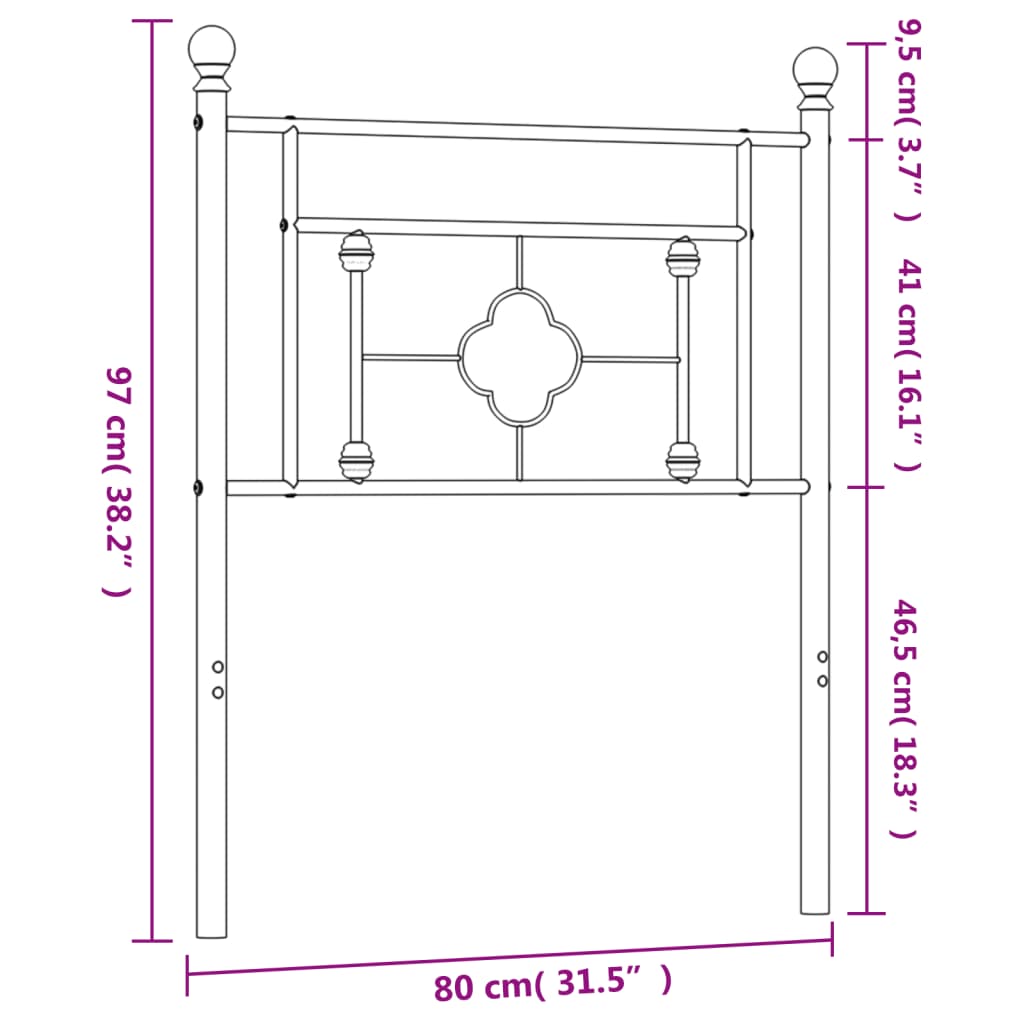 Hoofdbord 120 cm metaal