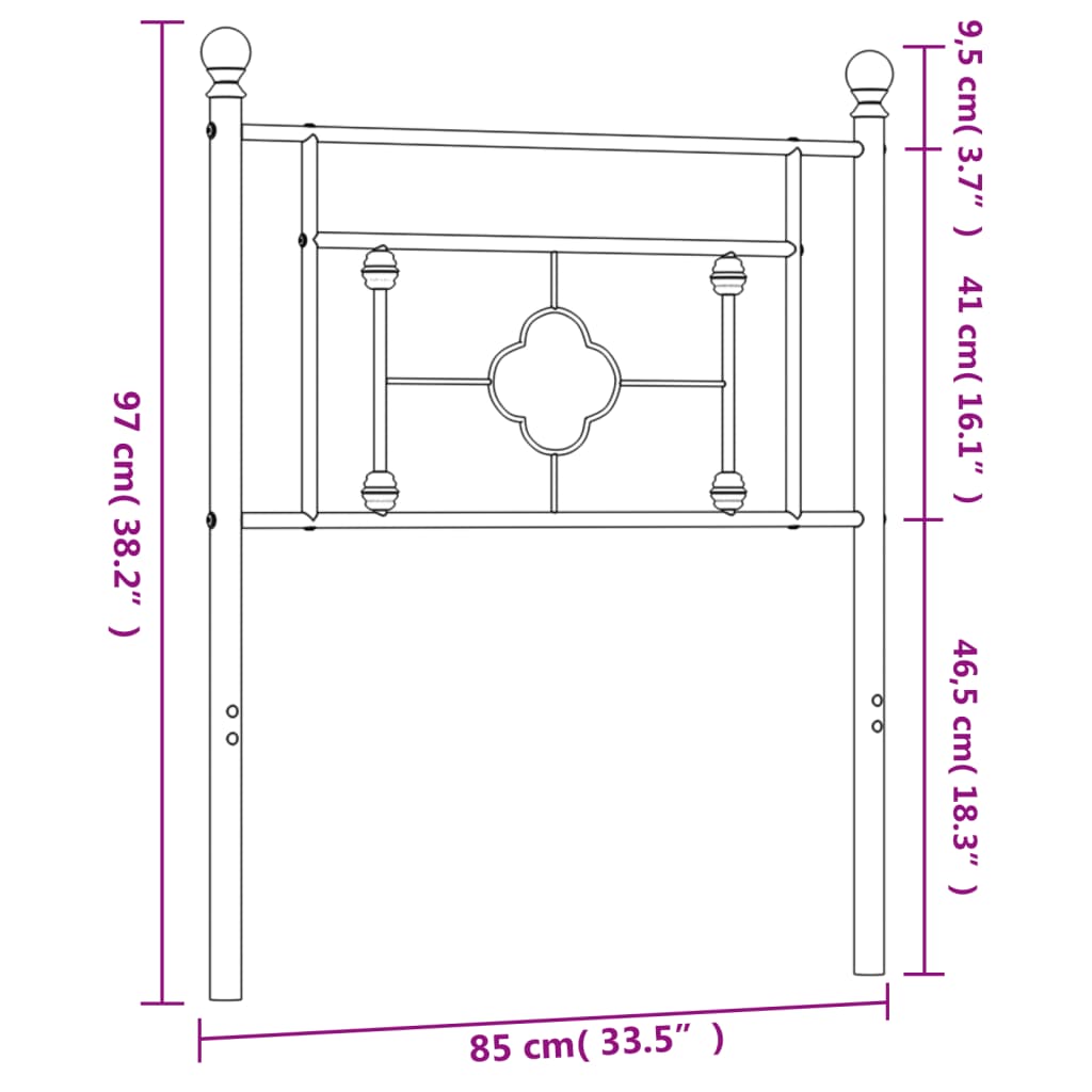 Hoofdbord 120 cm metaal