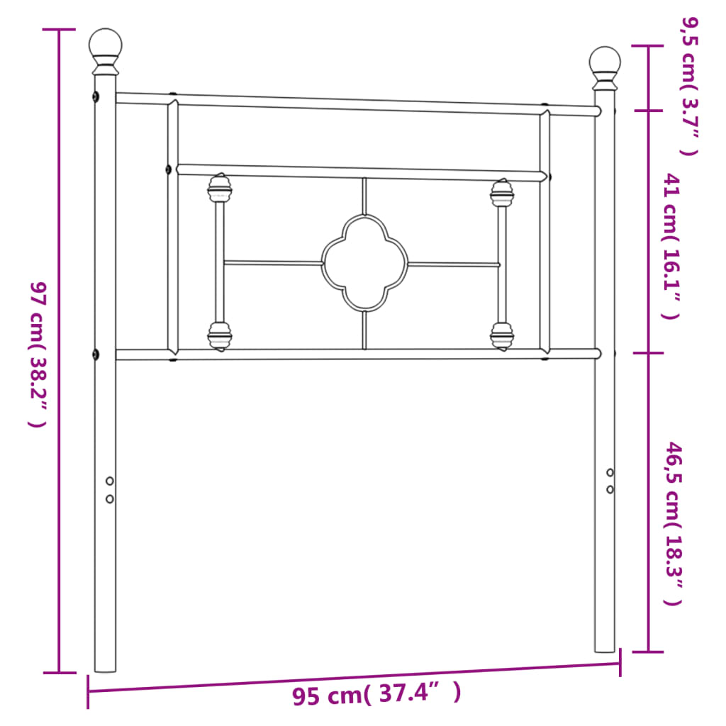 Hoofdbord 120 cm metaal