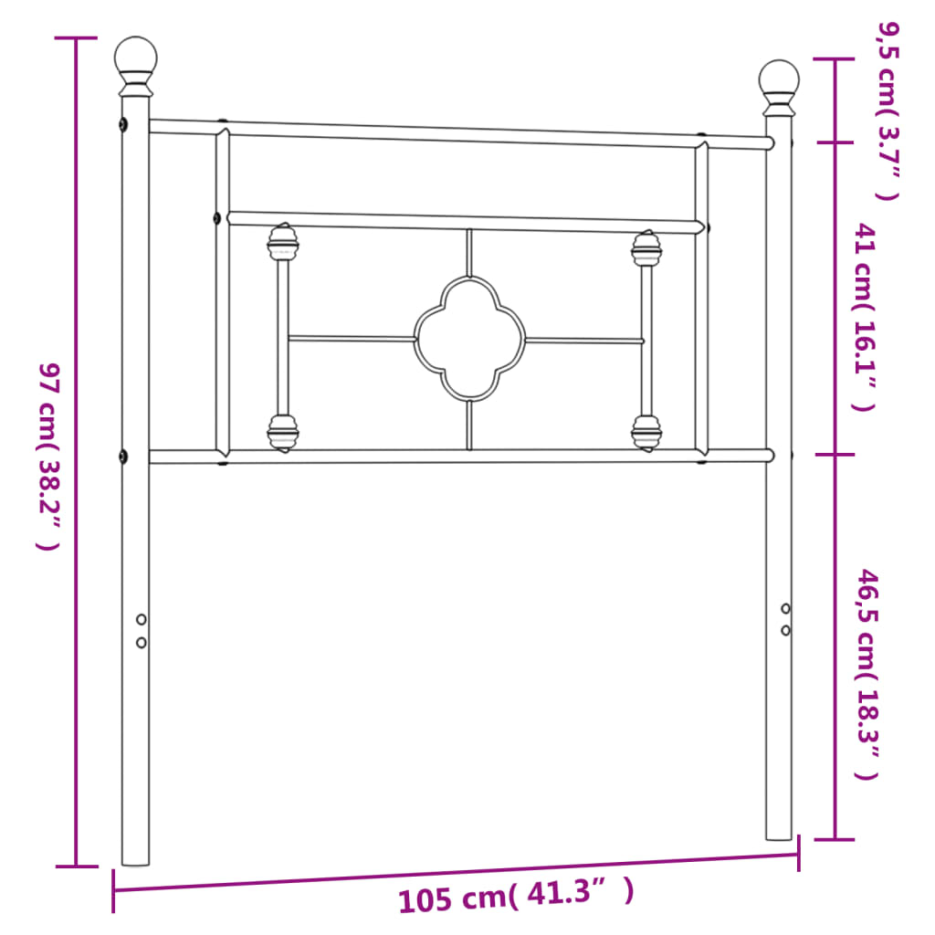 Hoofdbord 120 cm metaal