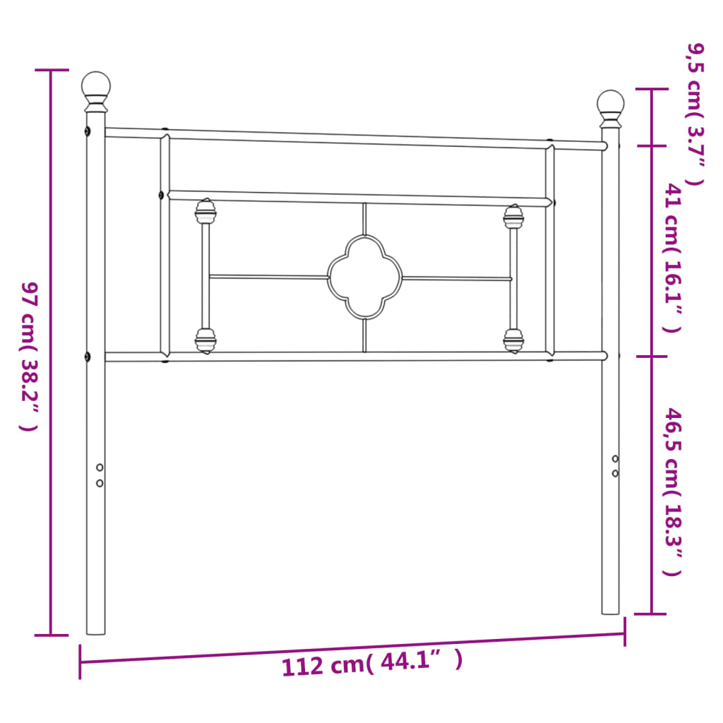 Hoofdbord 107 cm metaal