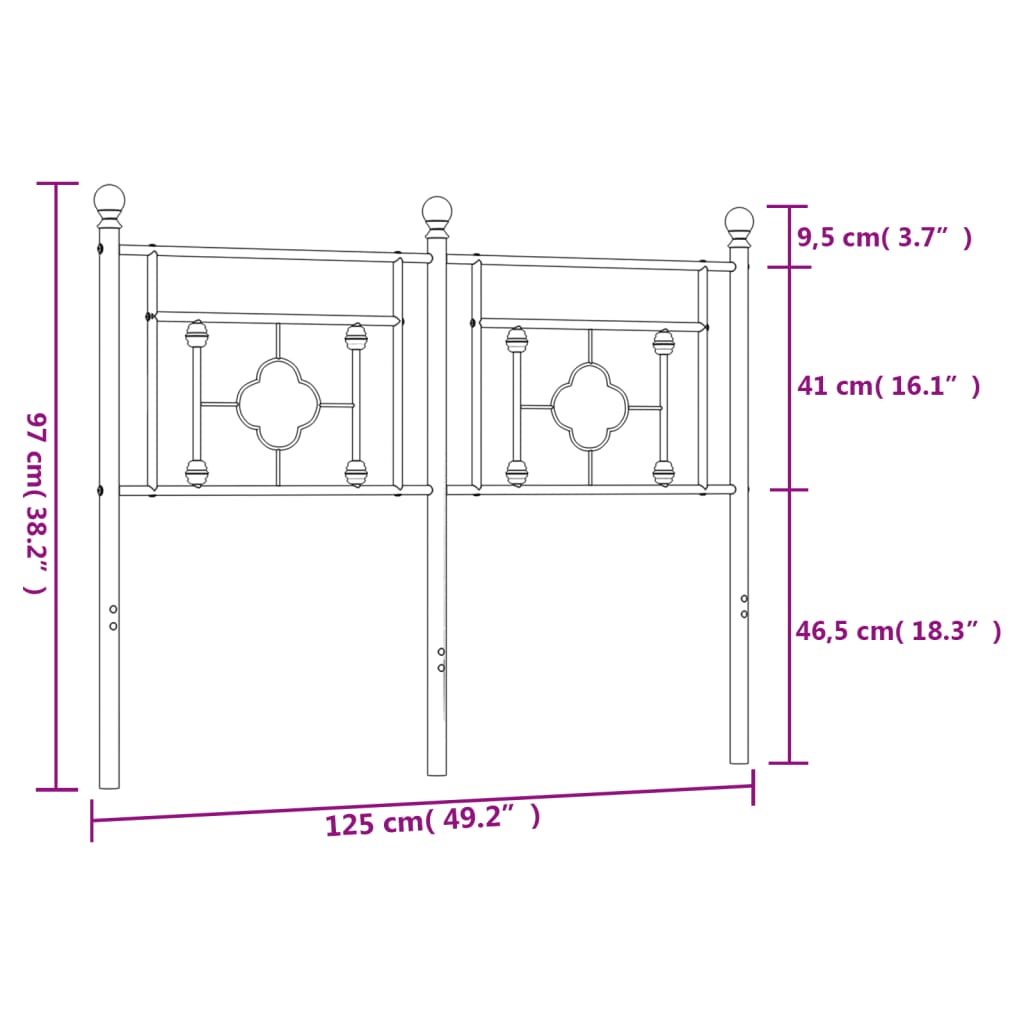 Hoofdbord 120 cm metaal