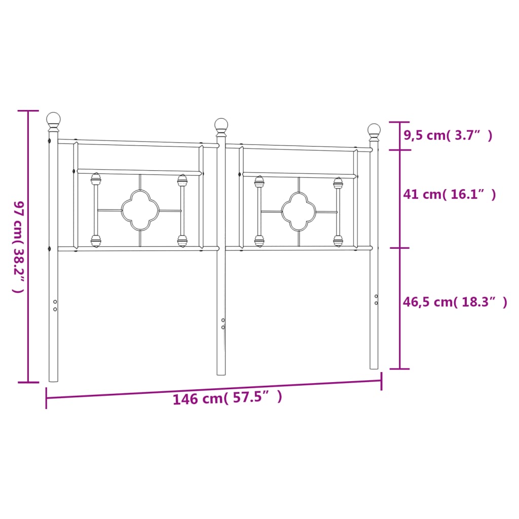 Hoofdbord 120 cm metaal