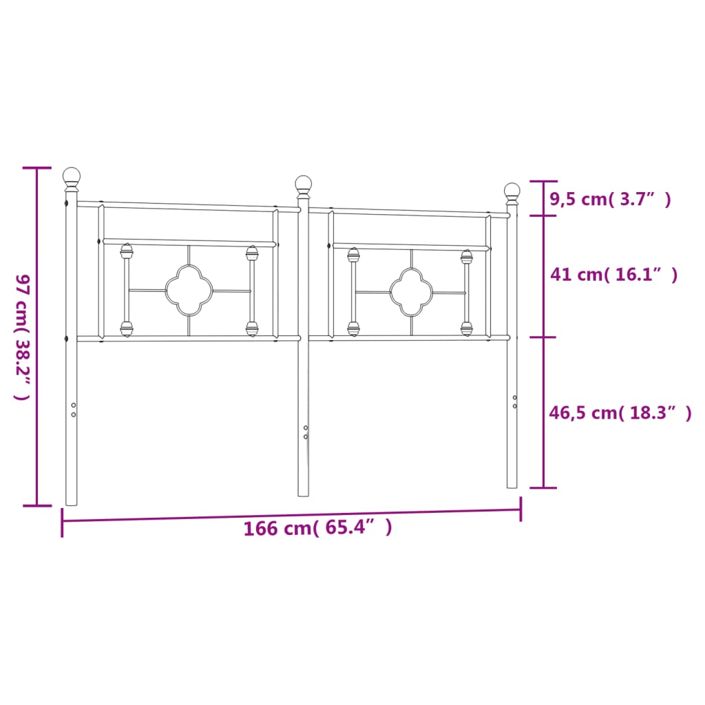 Hoofdbord 107 cm metaal