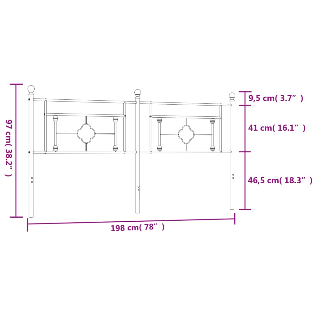 Hoofdbord 120 cm metaal