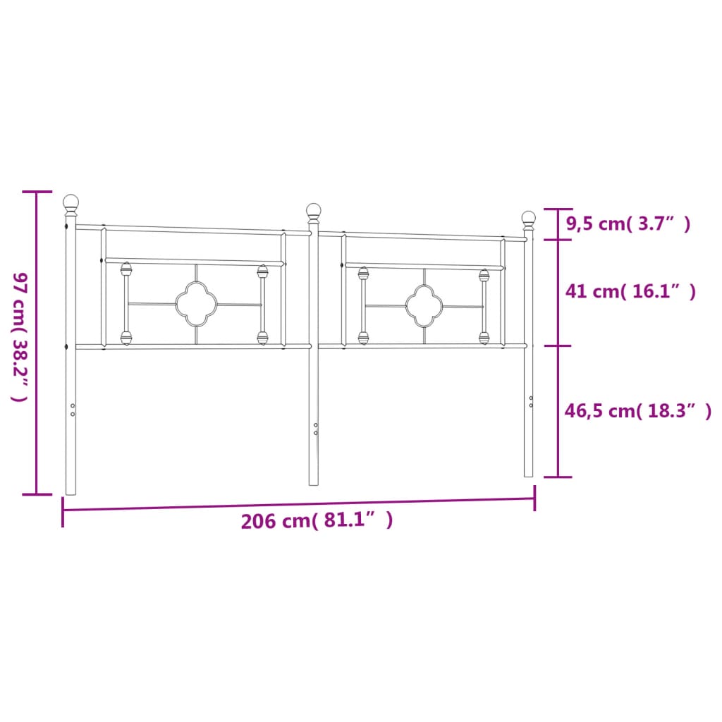 Hoofdbord 120 cm metaal