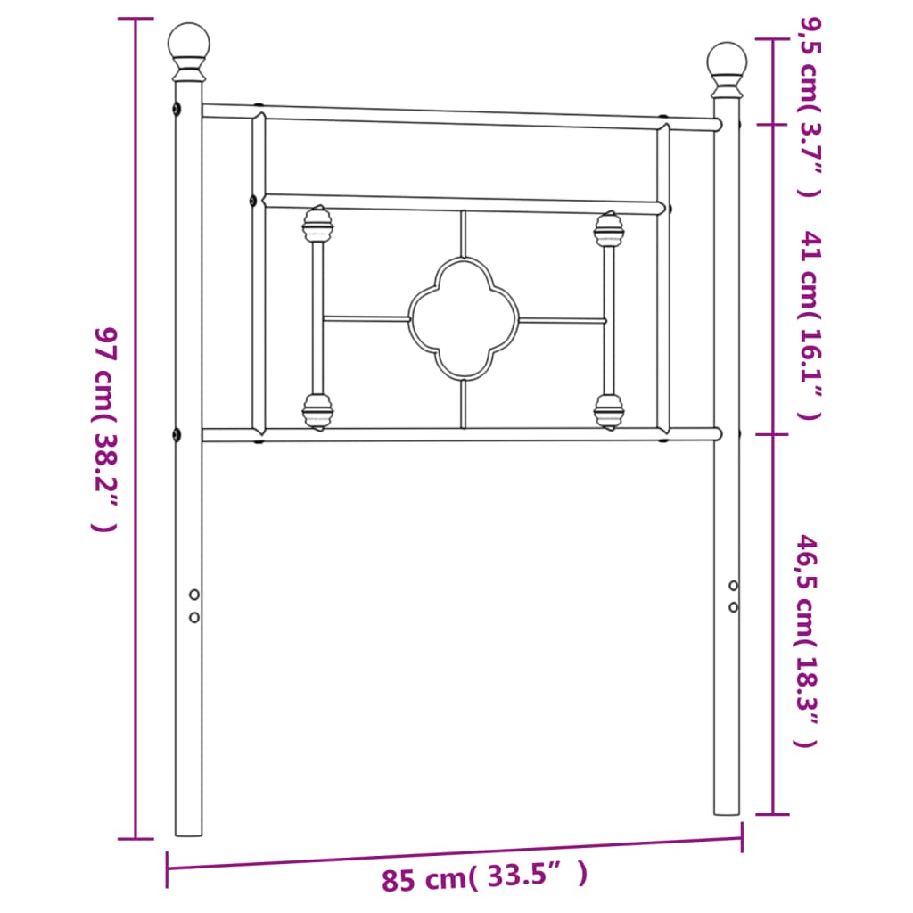 Hoofdbord 120 cm metaal