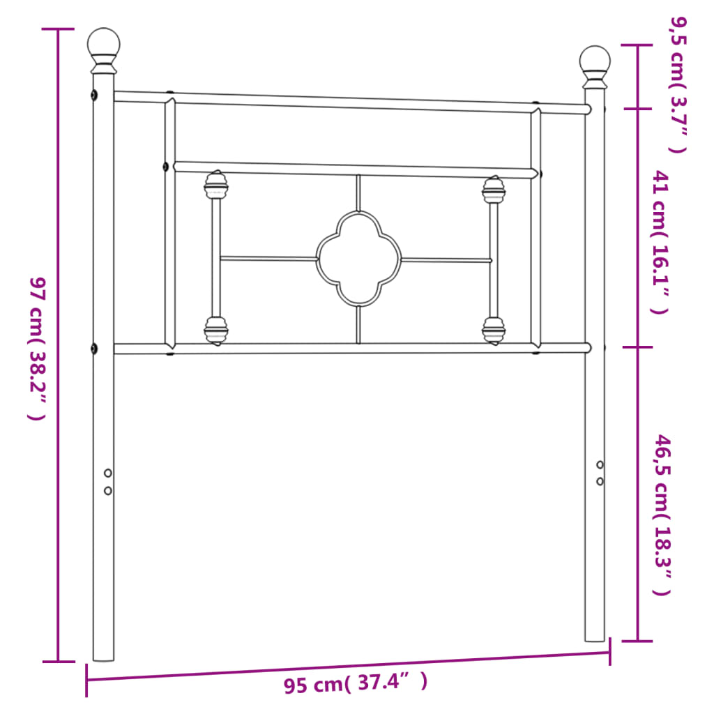 Hoofdbord 120 cm metaal