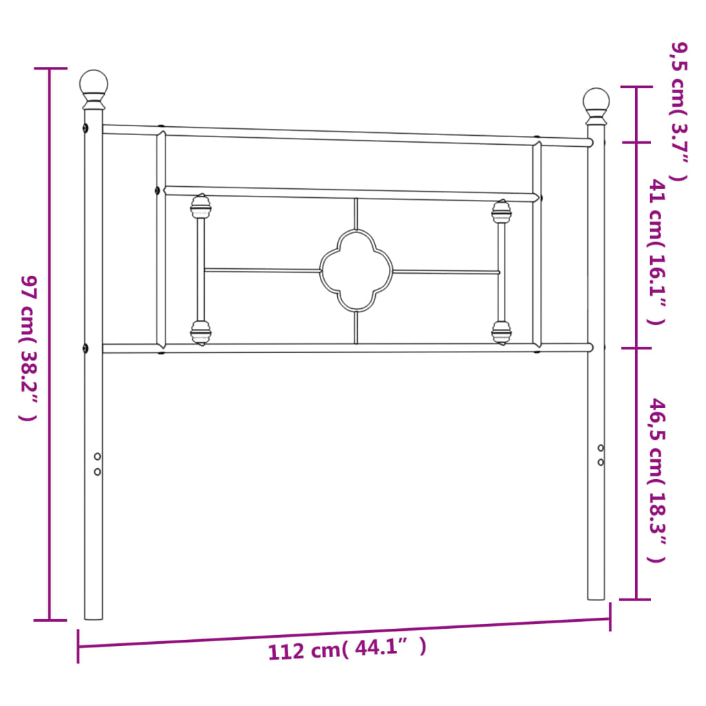 Hoofdbord 120 cm metaal