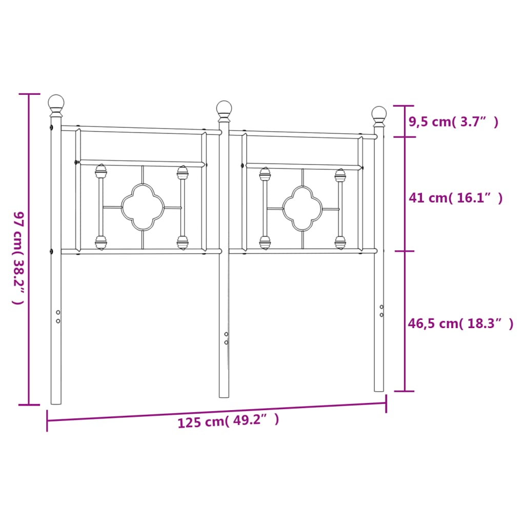 Hoofdbord 107 cm metaal