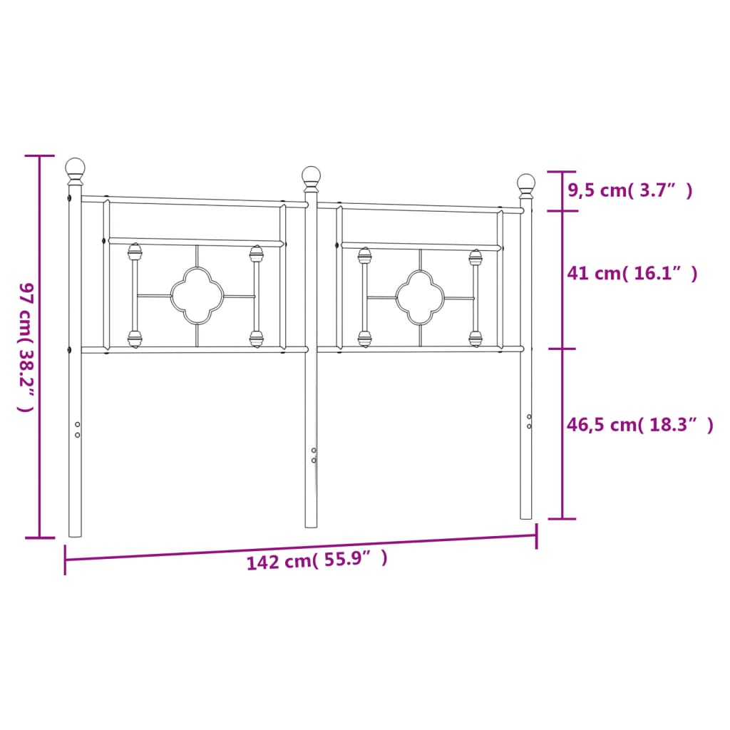 Hoofdbord 107 cm metaal