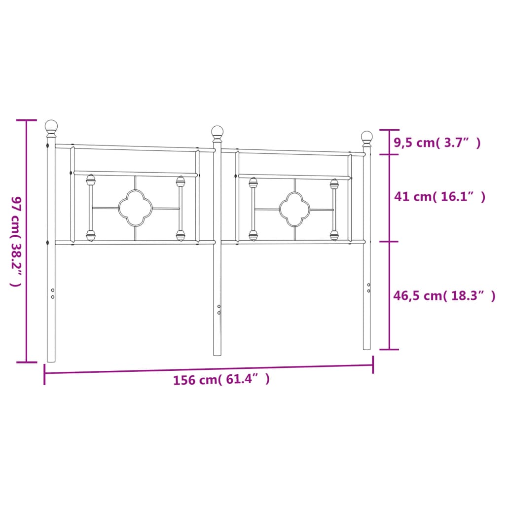 Tête de lit 120 cm en métal