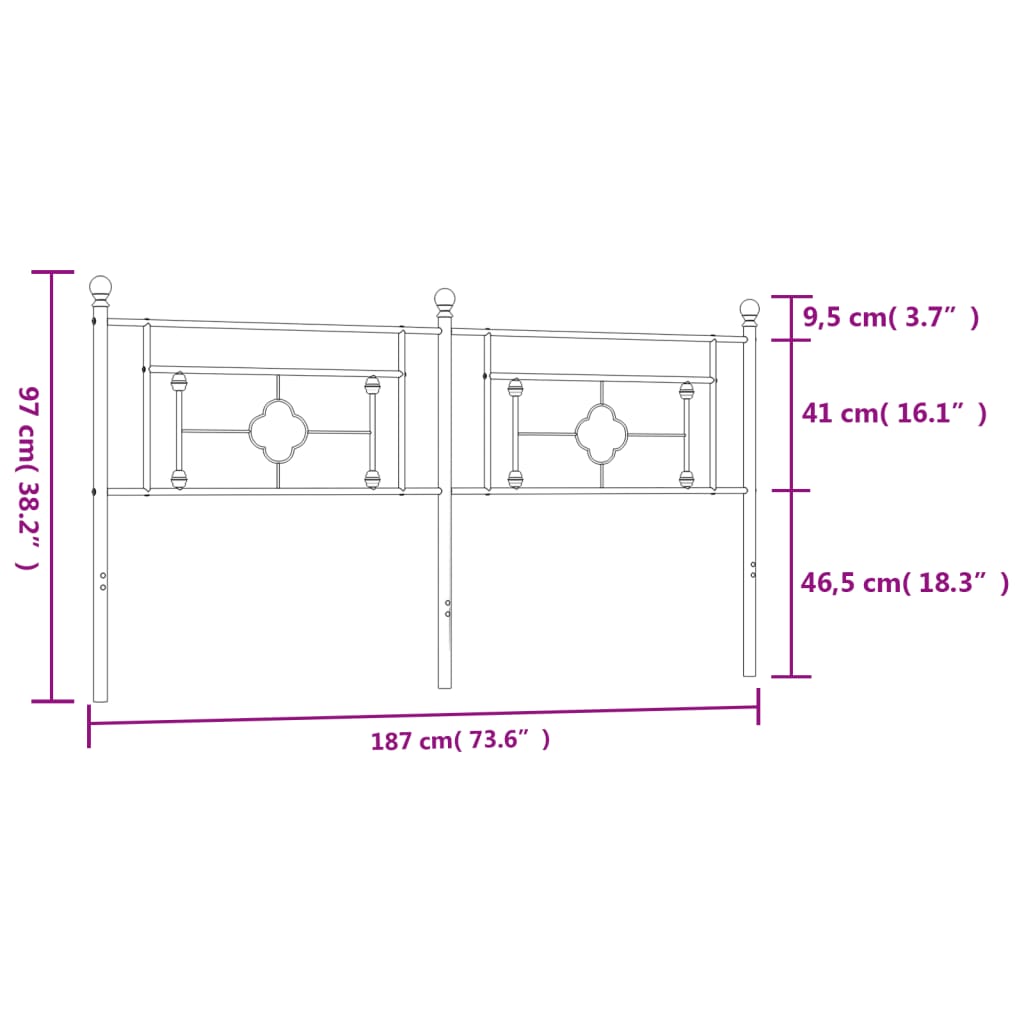 Tête de lit 120 cm en métal