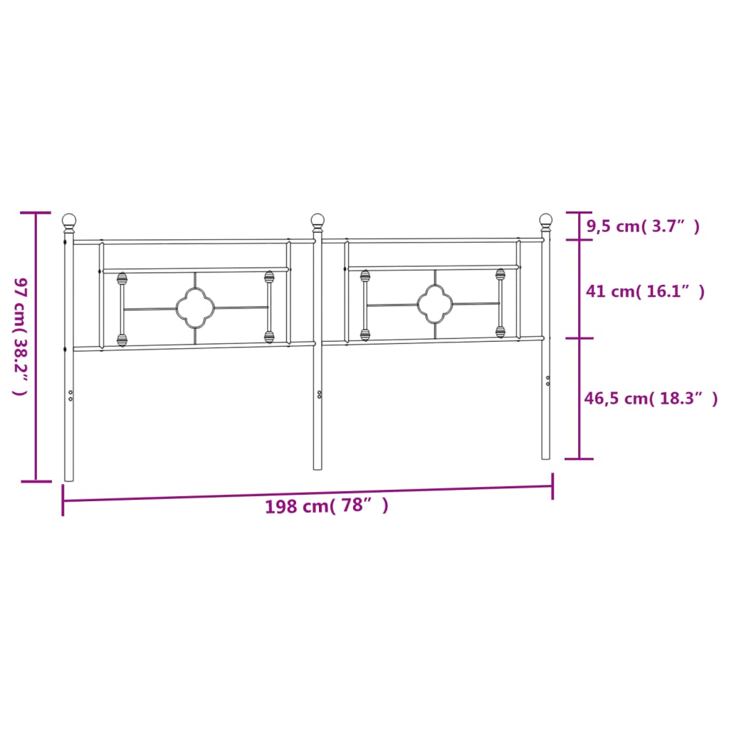 Tête de lit 120 cm en métal