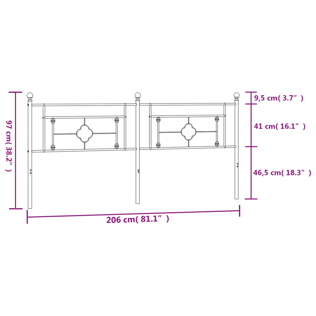 Hoofdbord 120 cm metaal