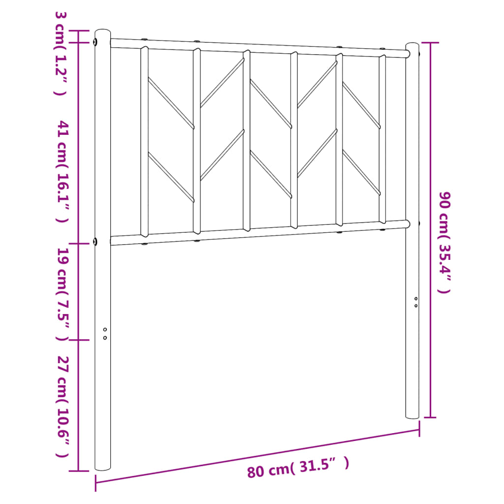 Hoofdbord 120 cm metaal