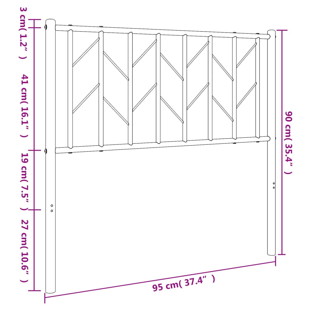 Hoofdbord 120 cm metaal