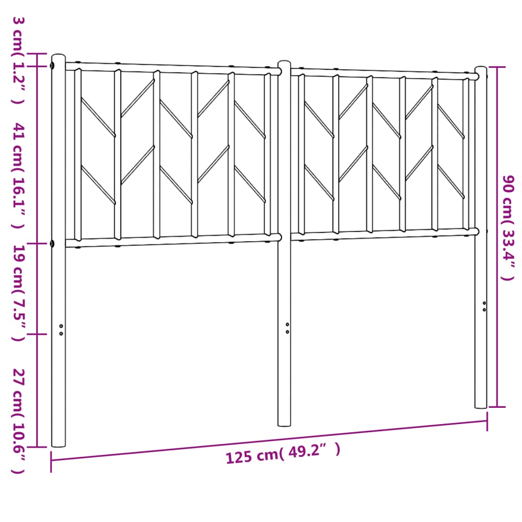 Hoofdbord 120 cm metaal