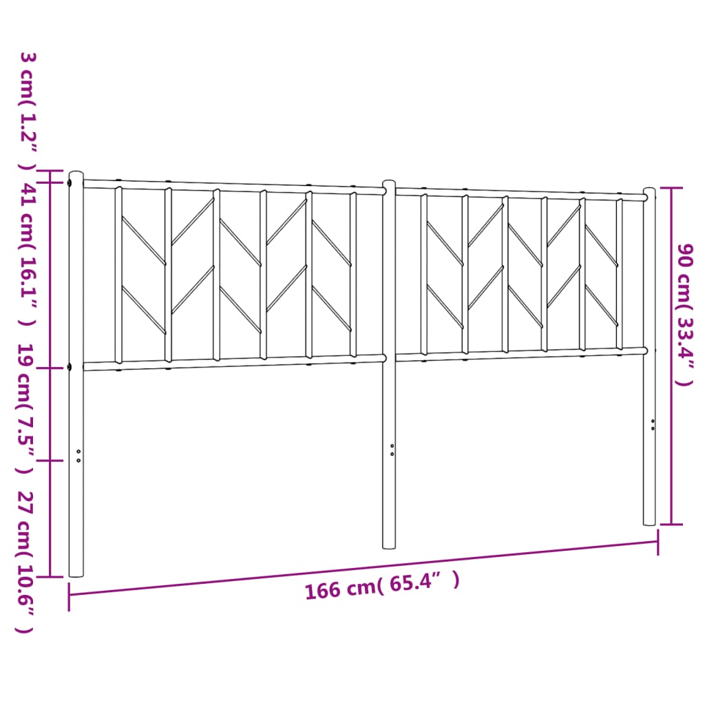 Hoofdbord 120 cm metaal