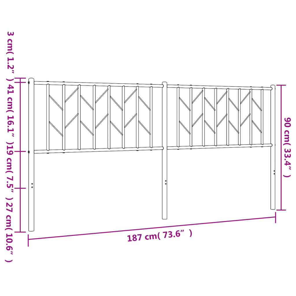 Hoofdbord 120 cm metaal