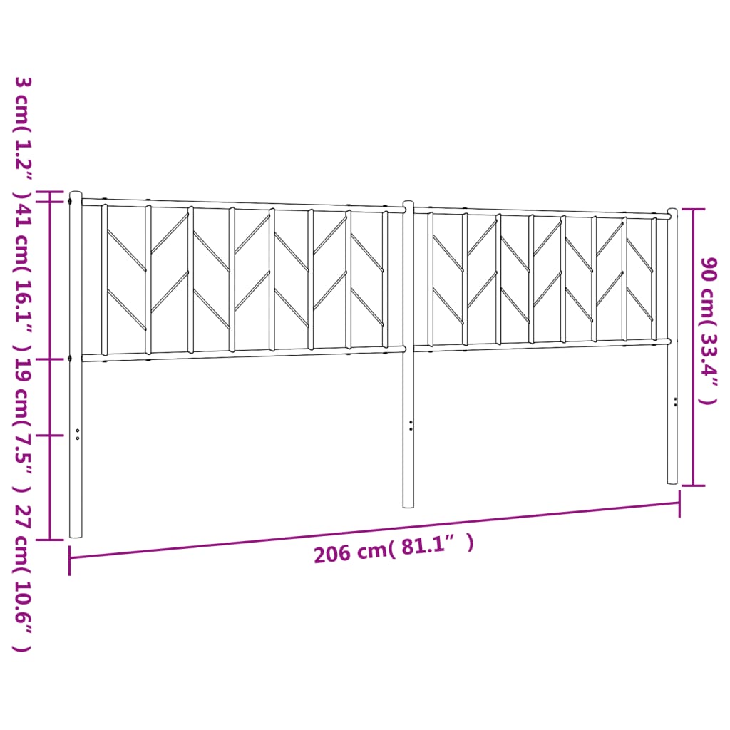 Hoofdbord 120 cm metaal