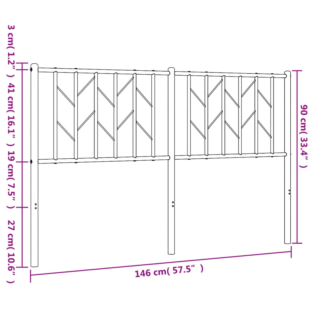 Hoofdbord 120 cm metaal