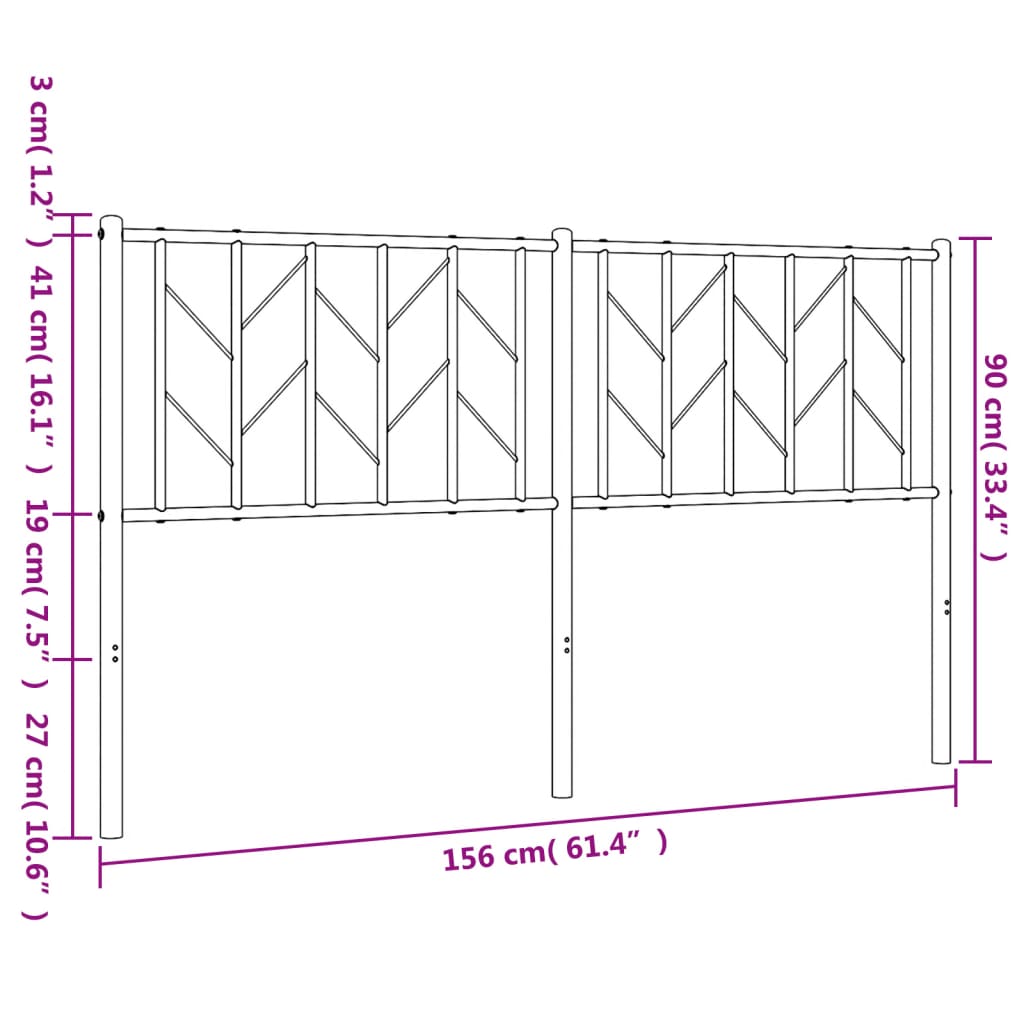 Hoofdbord 120 cm metaal