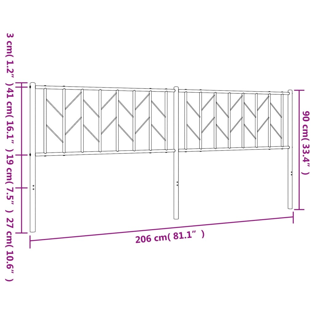 Hoofdbord 120 cm metaal