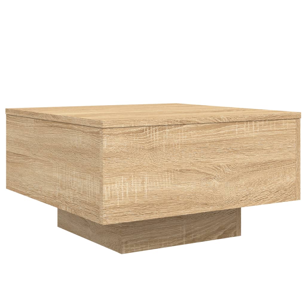 Table basse 80x80x31 cm bois fini, couleur chêne