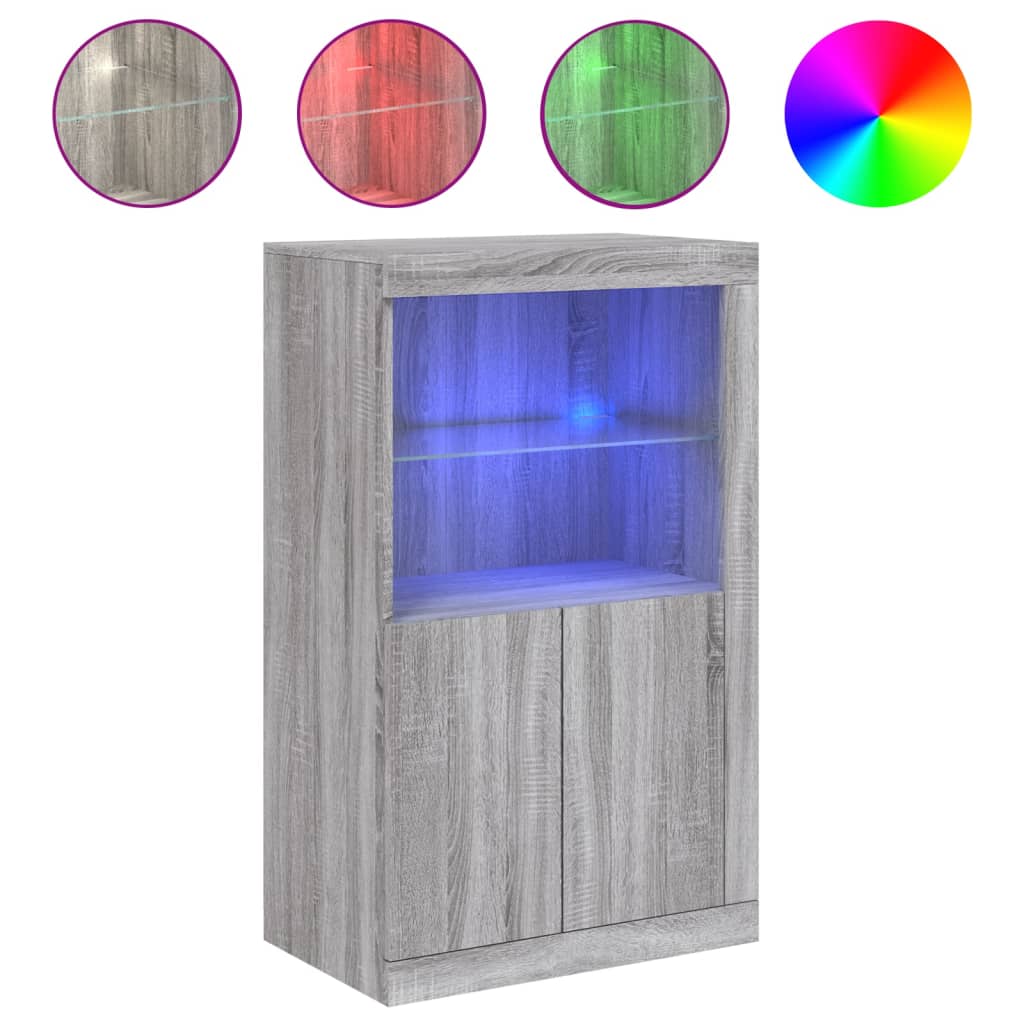 Bijzetkast met LED bewerkt hout eikenkleurig