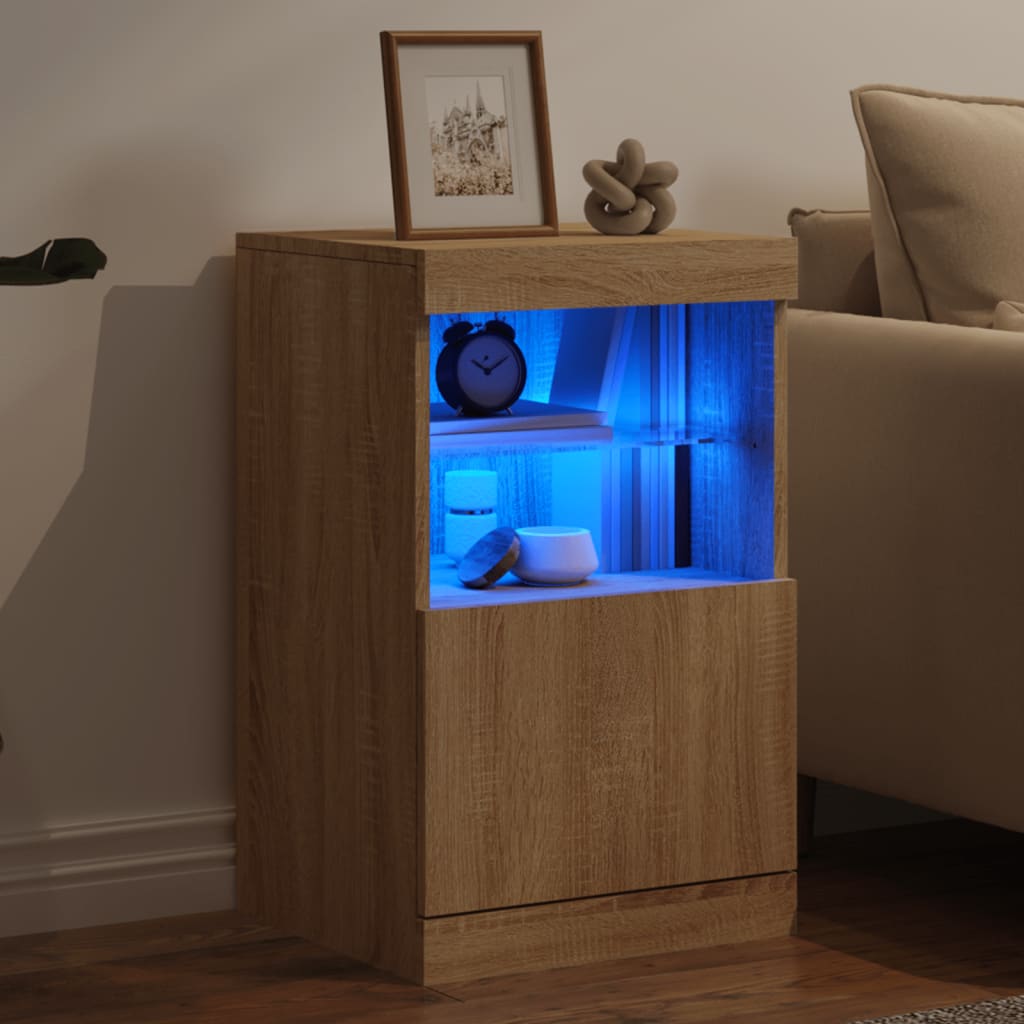 Buffet avec éclairage LED 41x37x67 cm couleur chêne