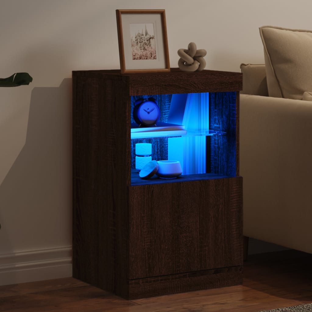 Buffet avec éclairage LED 41x37x67 cm couleur chêne